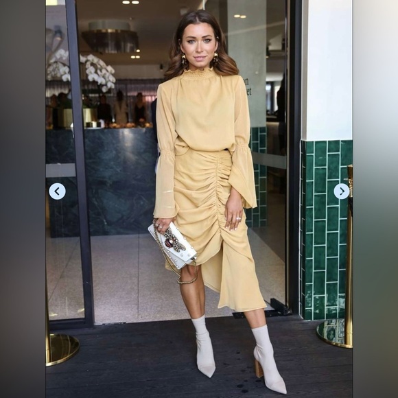 KEEPSAKE The Label | NWT Yellow Sheer Slip Elevate Long Sleeve Midi Dress Sz S - Picture 10 of 10